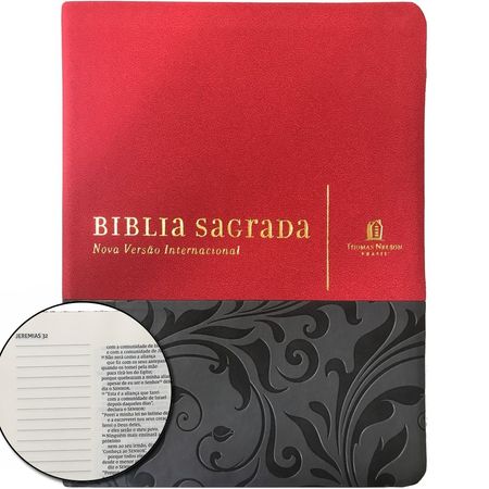 Biblia-NVI-Com-Espaco-Para-Anotacoes-Luxo-vermelha-e-cinza