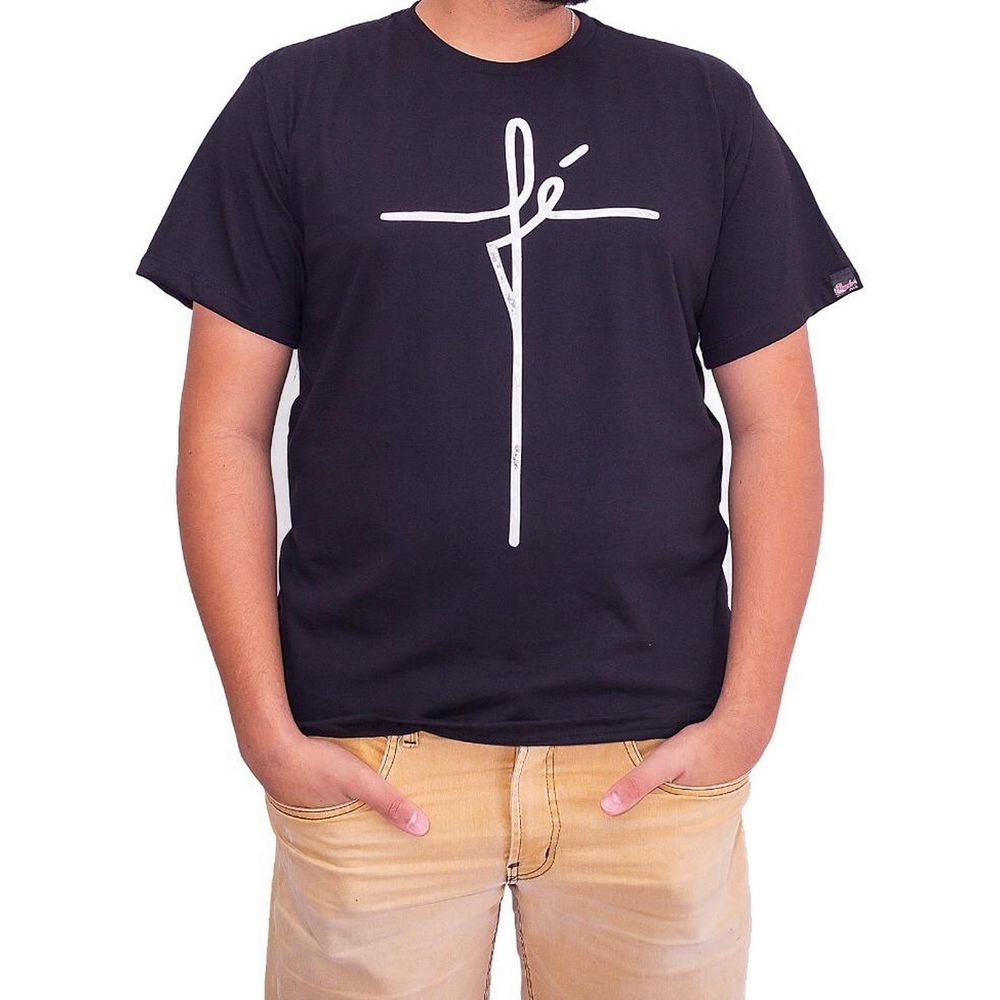 Camiseta Masculina Fé Preta - Pecado Zero - Livraria 100% Cristão Copy - cemporcentocristao