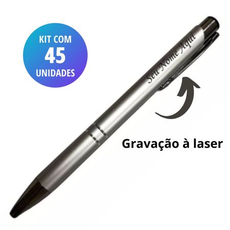 Kit-45-Canetas-Metal-Prata-2-Listras---Personalizada-a-laser