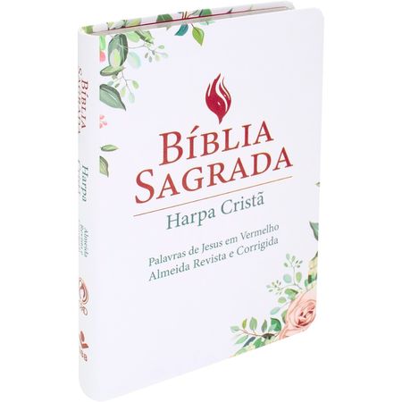 Biblia-Sagrada---Letra-Grande---Edicao-com-Letras-Vermelhas-e-Harpa-Crista-Floral--Luxo-Branca